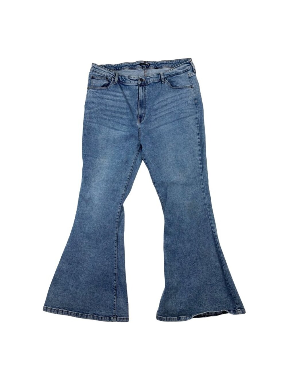 Fashion Nova 22 Womens Plus Size Blue Flare Leg Jeans Cotton Blend Bell Bottoms